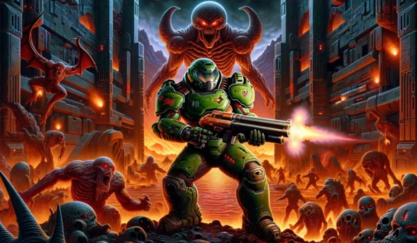 DOOM original illustrated cover, not a gameplay screenshot